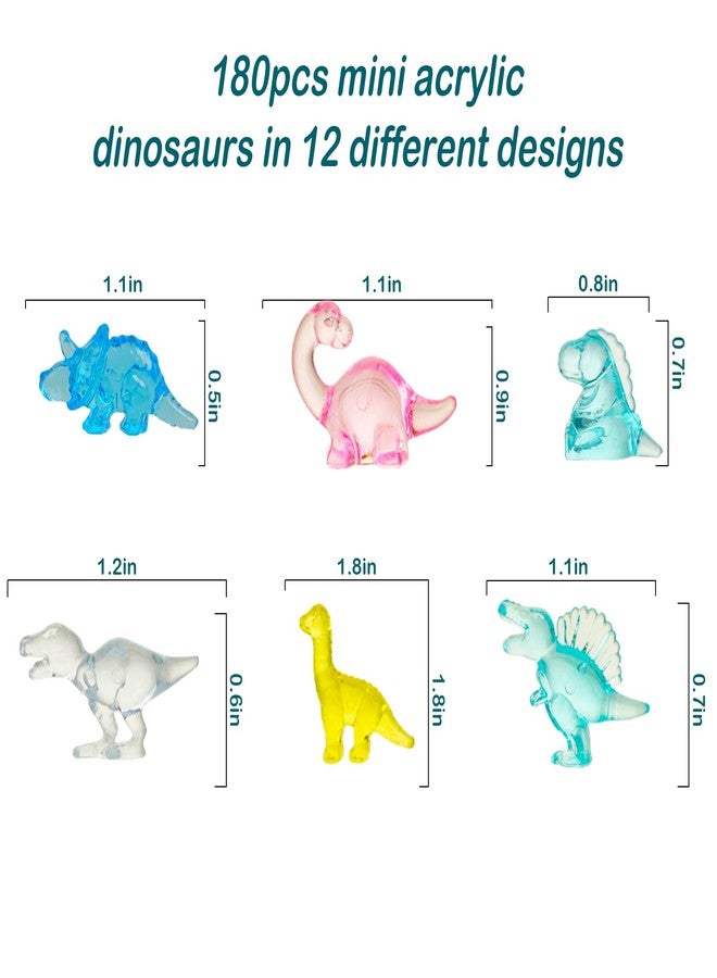 FXMHEHBB 180 Pieces Mini Dinosaur Figures, Multi-Colored Small Acrylic Dinosaur Toys Vase Filler Dino Party Decorations Goodie Bag Stuffers - Image 5